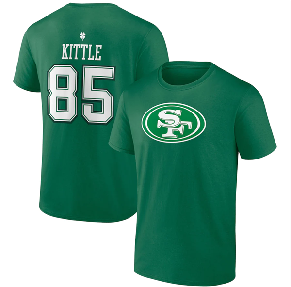 Men's San Francisco 49ers #85 George Kittle Green St. Patrick's Day Icon Player T-Shirt